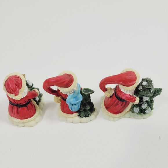 Vintage Youngs Christmas Santa Miniature Tea Set Holiday 1995 Resin - Picture 7 of 9